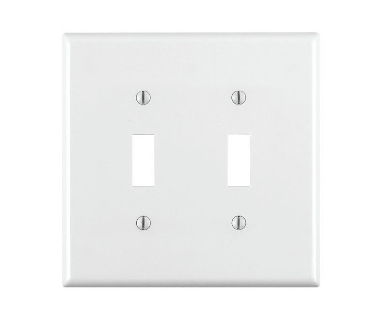 LEVITON Leviton 002-80709-00W Wallplate, 4-1/2 in L, 2-3/4 in W, 2 -Gang, Nylon, White, Smooth ELECTRICAL LEVITON