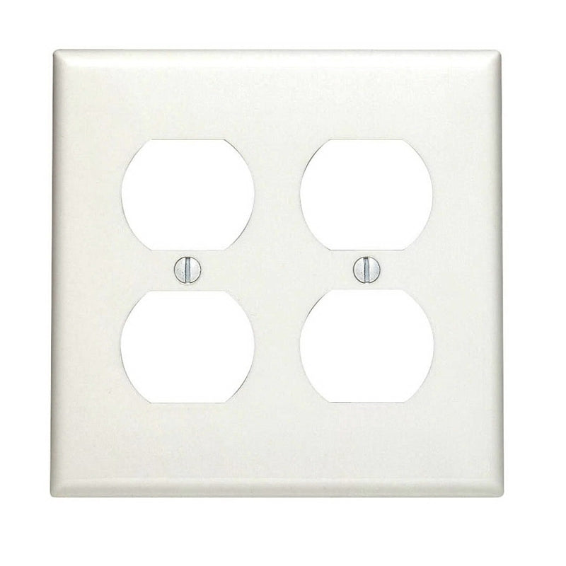 LEVITON Leviton 80716-W Receptacle Wallplate, 4-1/2 in L, 4-9/16 in W, 2 -Gang, Thermoplastic Nylon, White, Smooth ELECTRICAL LEVITON