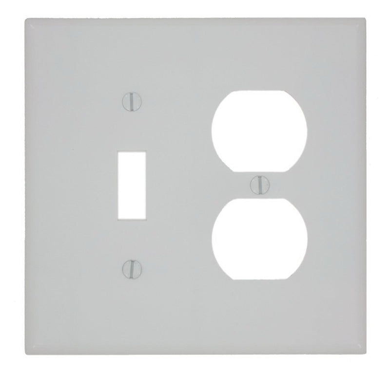 LEVITON Leviton 80505-W Combination Wallplate, 4-3/8 in L, 3-1/8 in W, Midway, 2 -Gang, Plastic, White, Device Mounting