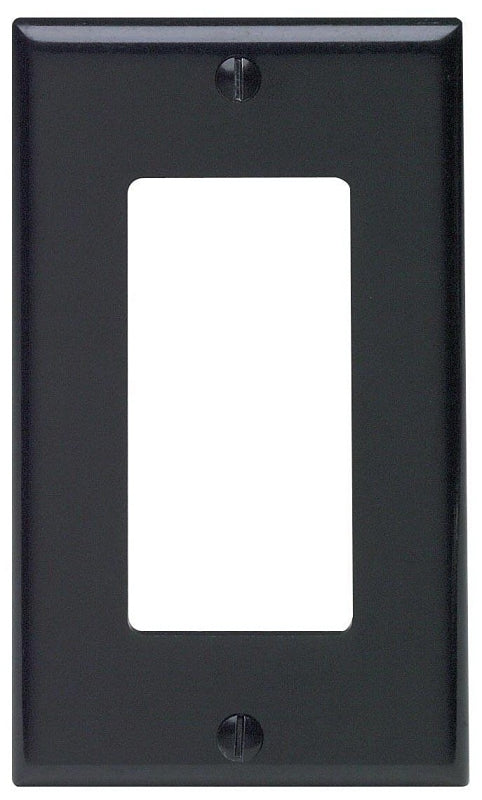 LEVITON Leviton 80401-E Wallplate, 4-1/2 in L, 2-3/4 in W, 1-Gang, Thermoset Plastic, Black, Smooth ELECTRICAL LEVITON