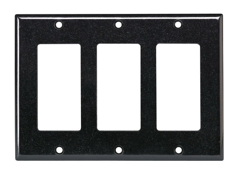 LEVITON Leviton 80411-E Wallplate, 4-1/2 in L, 6-3/8 in W, 3-Gang, Plastic, Black ELECTRICAL LEVITON