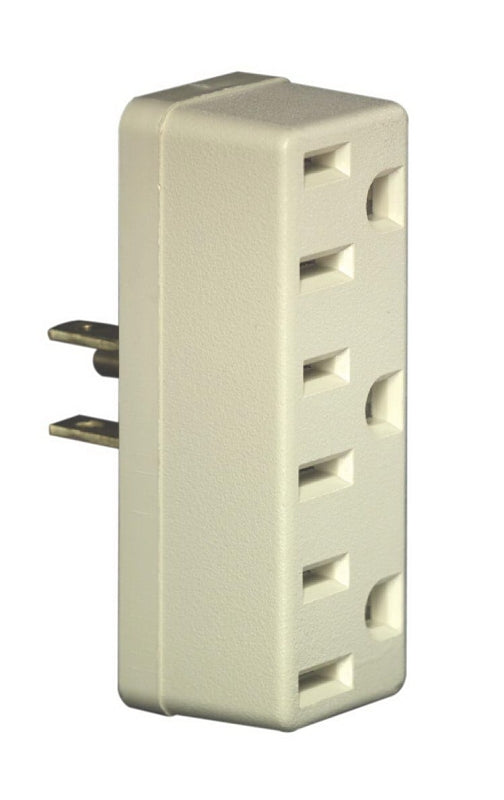 LEVITON Leviton 006-00697-00I Triple Tap Outlet Adapter, 2 -Pole, 15 A, 125 V, 3 -Outlet, NEMA: NEMA 5-15R, Ivory