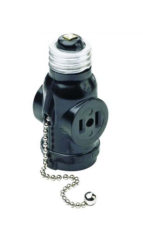 LEVITON Leviton 007-01406-000 Lamp Holder Adapter, 660 W, 2-Outlet, Black ELECTRICAL LEVITON