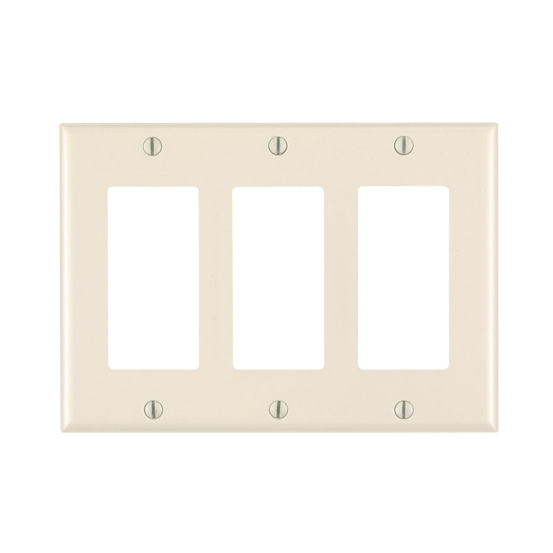 LEVITON Leviton 80411-T Wallplate, 4-1/2 in L, 6.37 in W, 3-Gang, Thermoset Plastic, Light Almond, Smooth ELECTRICAL LEVITON