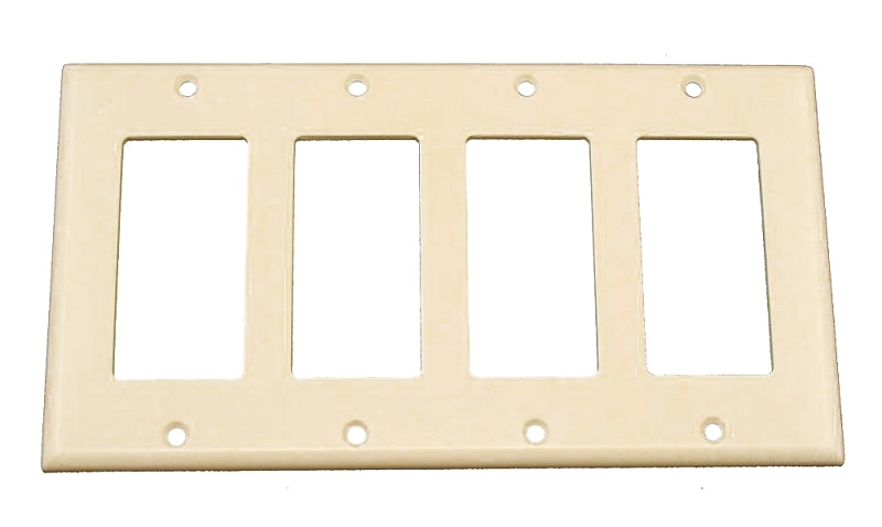 LEVITON Leviton 80412-T Wallplate, 4-1/2 in L, 8.18 in W, 4-Gang, Thermoset Plastic, Light Almond, Smooth ELECTRICAL LEVITON