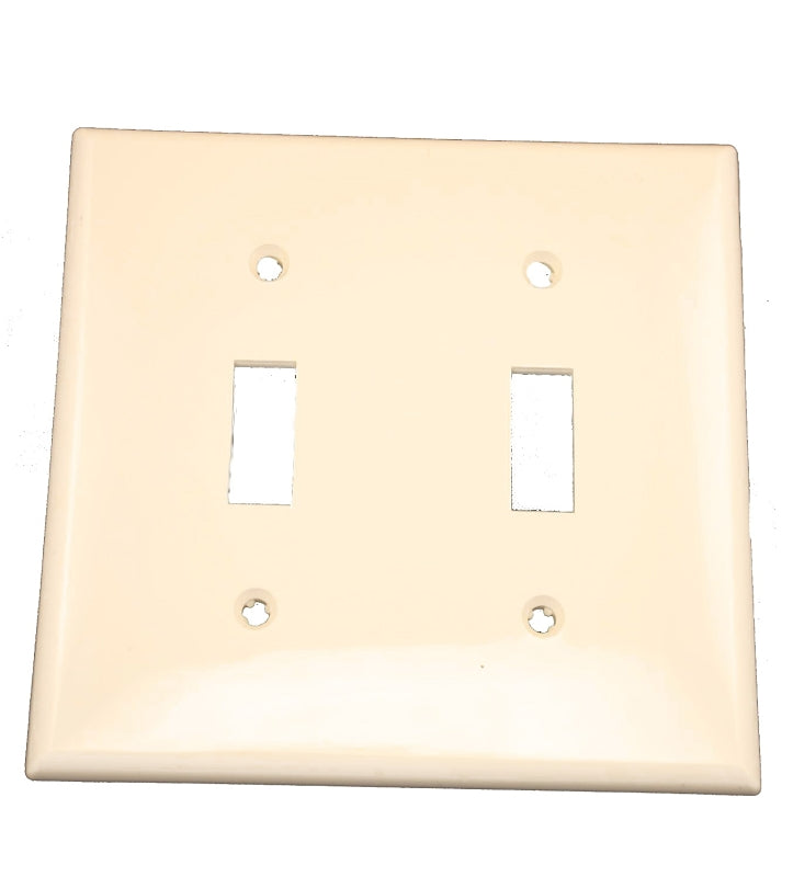 LEVITON Leviton 011-80709-00T Wallplate, 4-1/2 in L, 2-3/4 in W, 2 -Gang, Nylon, Light Almond, Smooth