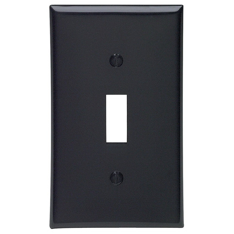 LEVITON Leviton 015-80701-00E Wallplate, 4-1/2 in L, 2-3/4 in W, 1 -Gang, Nylon, Black, Smooth