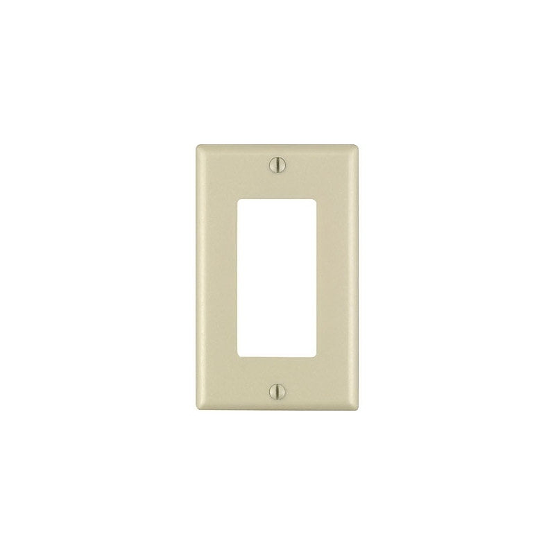 LEVITON Leviton 80401-I Wallplate, 4-1/2 in L, 2-3/4 in W, 1-Gang, Thermoset Plastic, Ivory, Smooth ELECTRICAL LEVITON