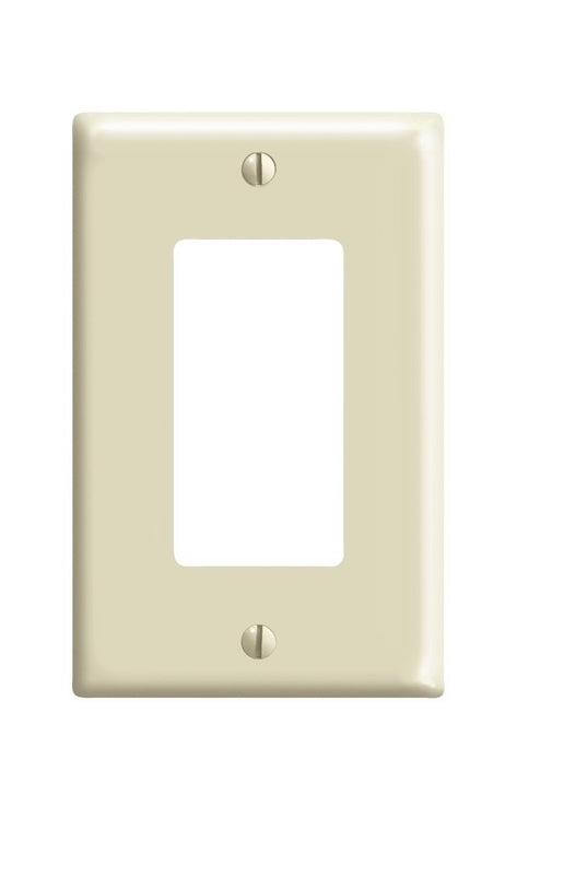 LEVITON Leviton 80601-I Wallplate, 4.88 in L, 3.13 in W, 1-Gang, Thermoset Plastic, Ivory, Smooth ELECTRICAL LEVITON