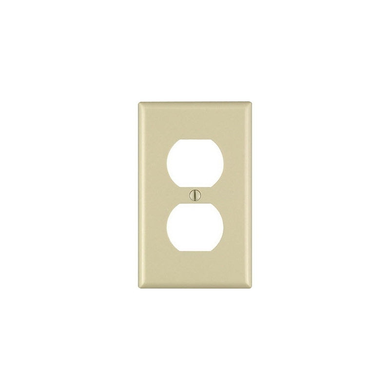 LEVITON Leviton 86003 Receptacle Wallplate, 4-1/2 in L, 2-3/4 in W, 1 -Gang, Thermoset Plastic, Ivory, Smooth ELECTRICAL LEVITON