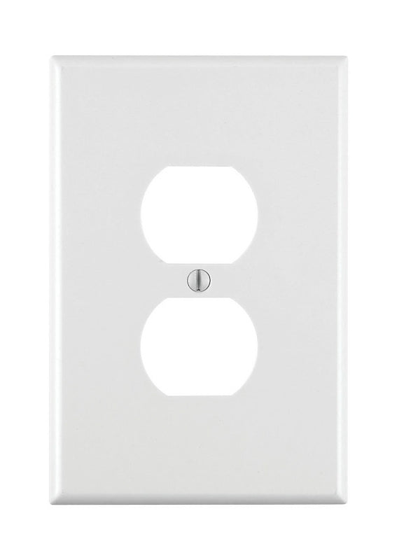 LEVITON Leviton 80503-W Receptacle Wallplate, 4-7/8 in L, 3-1/8 in W, Midway, 1 -Gang, Plastic, White, Surface Mounting