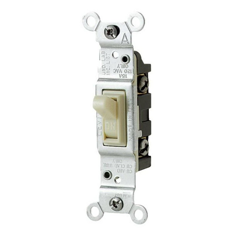 LEVITON Leviton 1451-ICP Switch, Ivory, 1 Poles, 15 A, 120 V, Push-In Terminal, Thermoplastic Housing Material ELECTRICAL LEVITON