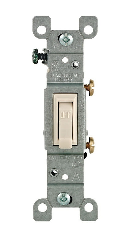 LEVITON Leviton 1451-2T Switch, Light Almond, 1-Poles, 15 A, 120 V, Push-In Terminal, Thermoplastic Housing Material ELECTRICAL LEVITON