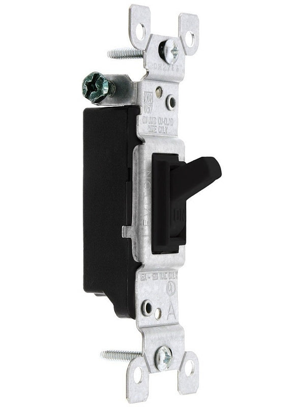 LEVITON Leviton 1451-2E Switch, 15 A, 120 V, Push-In Terminal, Thermoplastic Housing Material, Black ELECTRICAL LEVITON