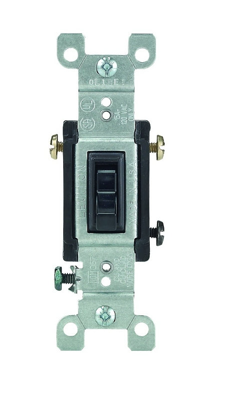 LEVITON Leviton 1453-2E Switch, 15 A, 120 V, 3 -Position, Push-In Terminal, Thermoplastic Housing Material, Black ELECTRICAL LEVITON