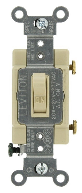 LEVITON Leviton 54521-2I Switch, Ivory, 20 A, 1-Poles, 120/277 V, Lead Wire Terminal, NEMA WD-1, WD-6 ELECTRICAL LEVITON