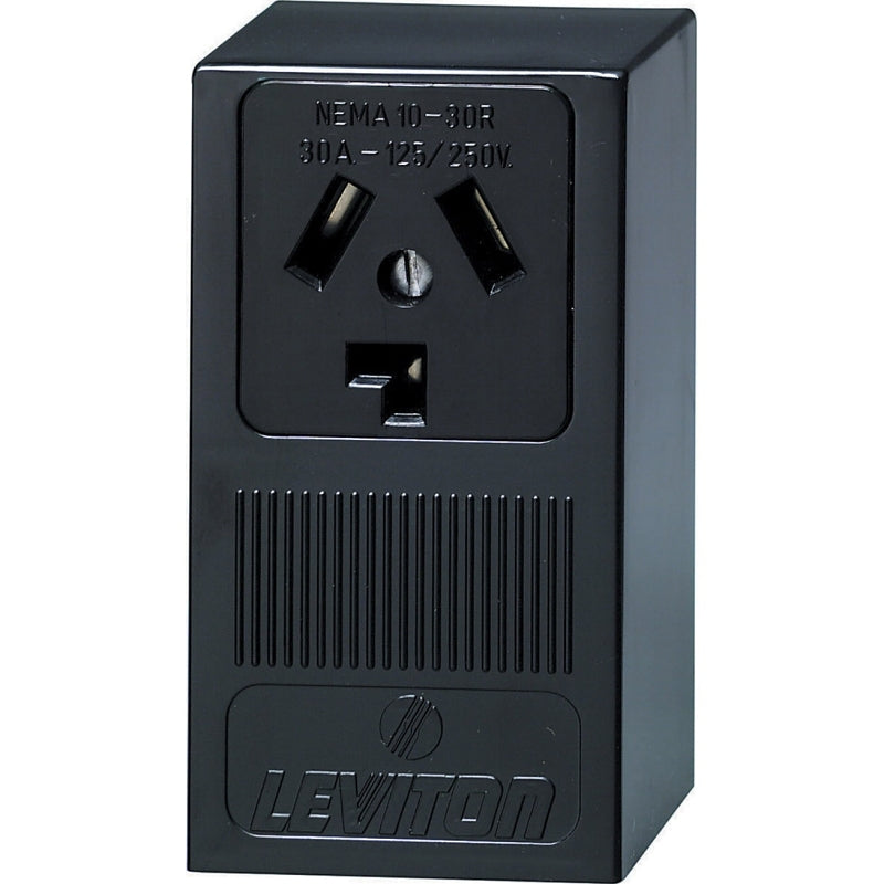 LEVITON Leviton B01-05054-000 Electrical Receptacle, Surface Mounting, 3-Pole, 125/250 V, 30 A, NEMA: NEMA 10-30R, Black ELECTRICAL LEVITON