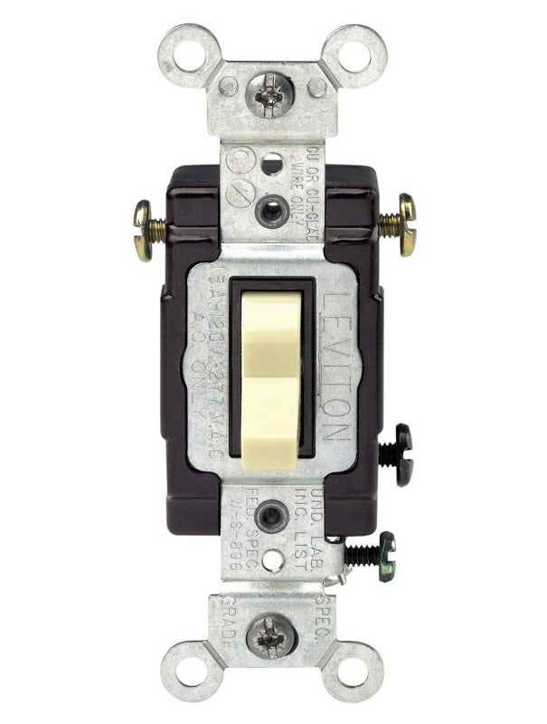 LEVITON Leviton C21-05503-LHI Series Toggle Switch, Ivory, 1-Poles, 15 A, 120 V, Thermoplastic Housing Material