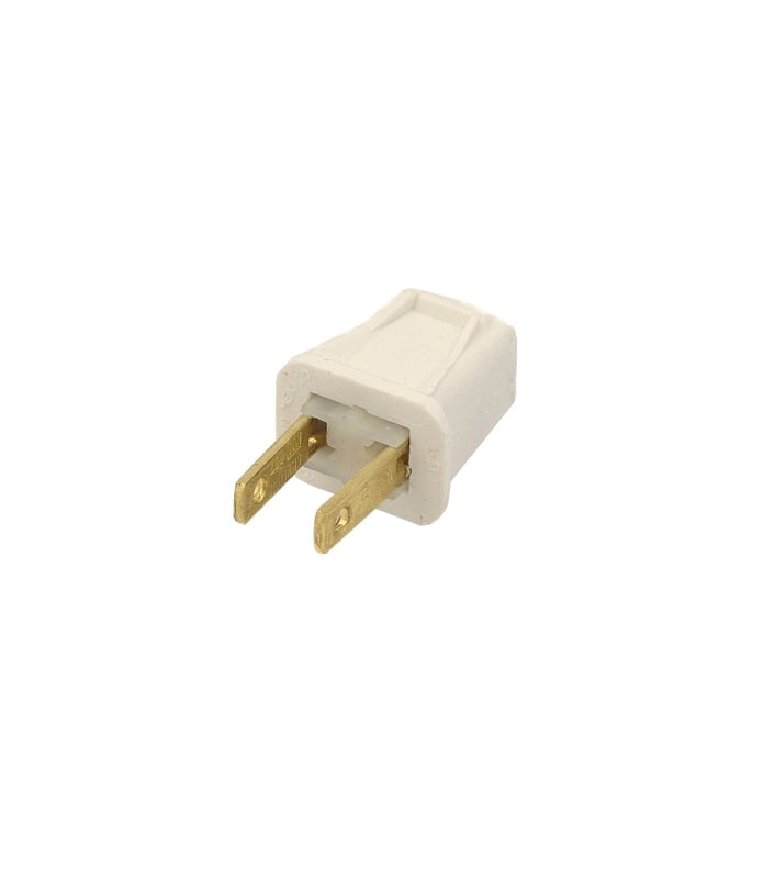 LEVITON Leviton C22-00123-00W Wire Plug, 2 -Pole, 10 A, 125 V, Male, NEMA: NEMA 1-15P, White