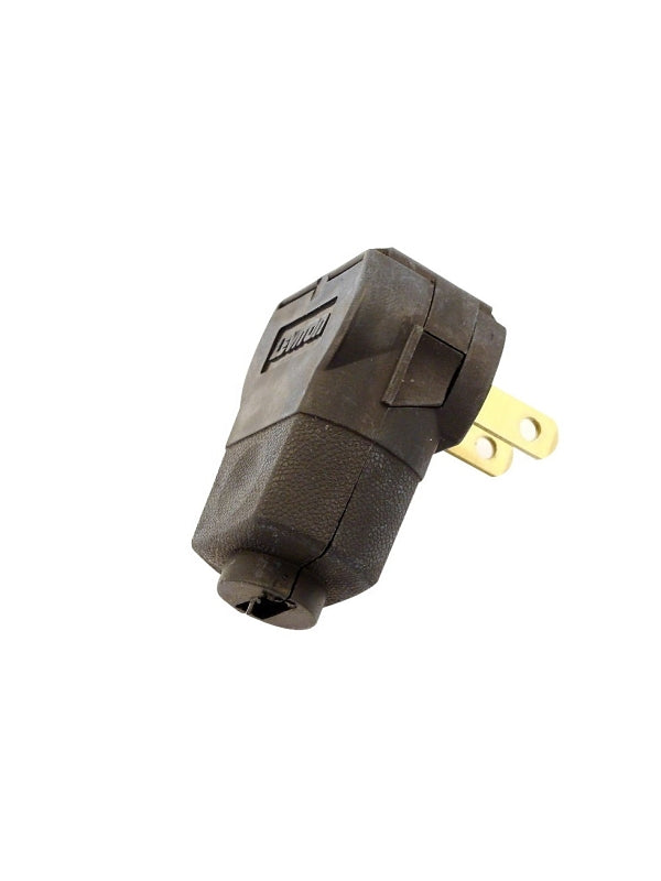 LEVITON Leviton C25-101AN-00E Electrical Plug, Angled, Polarized, 2-Pole, 15 A, 125 V, NEMA: NEMA 1-15P, Black