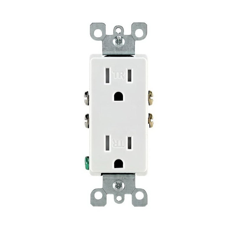 LEVITON Leviton M22-T5325-WMP Duplex Receptacle, Thermoplastic, 2-Pole, 15 A, 125 V, Push-In, Side Wiring, 14 AWG Wire ELECTRICAL LEVITON
