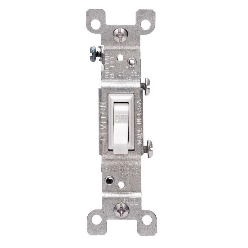 LEVITON Leviton M24-01451-2WM Switch, White, 15 A, 120 V, Toggle Actuator, Thermoplastic Housing Material ELECTRICAL LEVITON