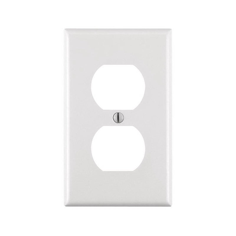 LEVITON Leviton M24-88003-WMP Receptacle Wallplate, 4-1/2 in L, 2-3/4 in W, 1 -Gang, Plastic, White, Smooth ELECTRICAL LEVITON