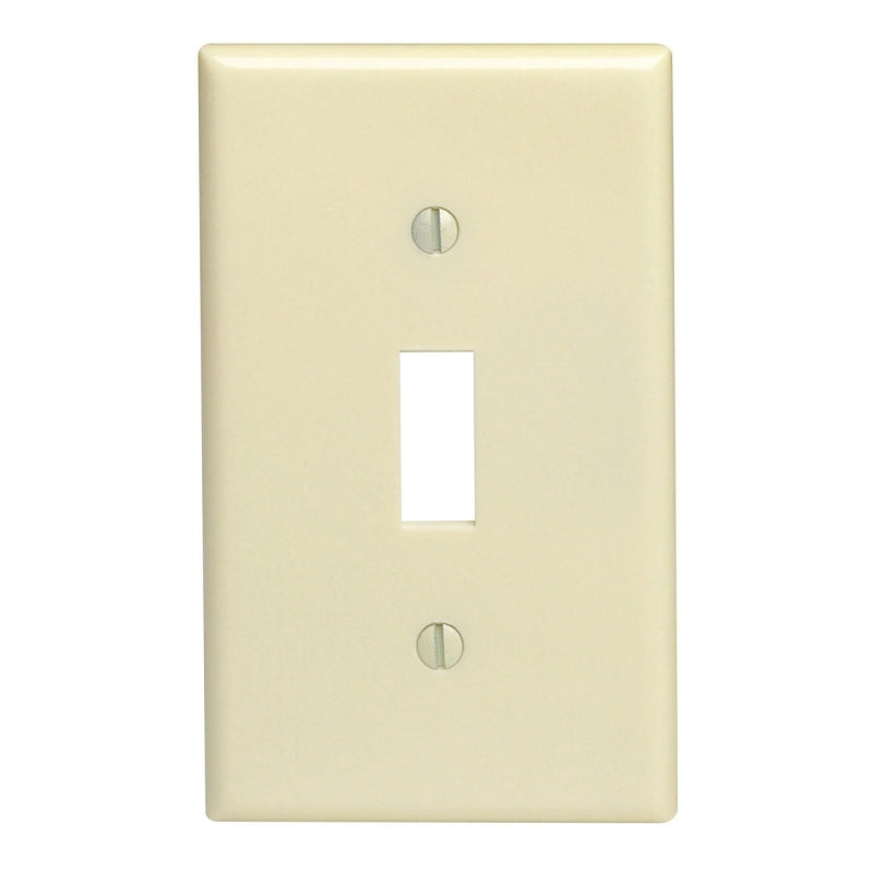 LEVITON Leviton M25-86001-IMP Wallplate, Standard-Size, 4-1/2 in L, 2-3/4 in W, 1-Gang, Thermoset, Ivory, Smooth ELECTRICAL LEVITON