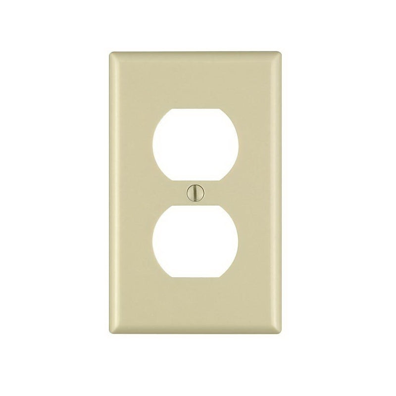 LEVITON Leviton M25-86003-IMP Receptacle Wallplate, 4-1/2 in L, 2-3/4 in W, 1 -Gang, Plastic, Ivory, Smooth ELECTRICAL LEVITON