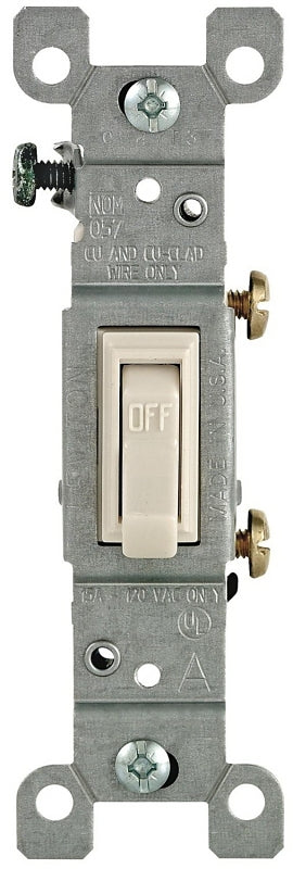 LEVITON Leviton M26-01451-2TM Switch, Light Almond, 15 A, 120 V, Push-In Terminal, Thermoplastic Housing Material ELECTRICAL LEVITON