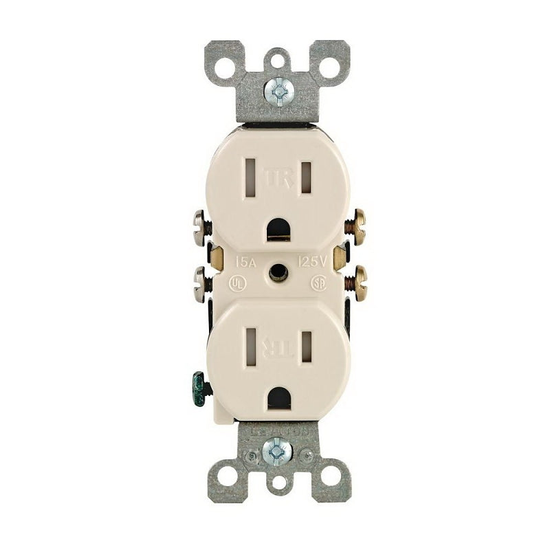 LEVITON Leviton M26-T5320-TMP Duplex Receptacle, 2 -Pole, 15 A, 125 V, Push-In, Side Wiring, NEMA: 5-15R, Light Almond ELECTRICAL LEVITON