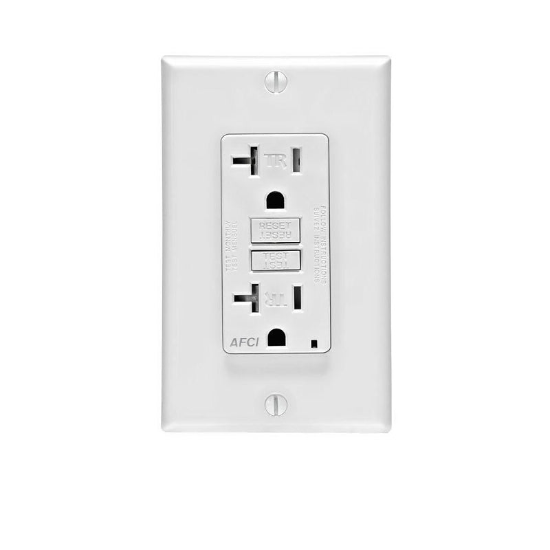 LEVITON Leviton SmartlockPro R12-AFTR2-0KW AFCI Duplex Receptacle, 2 -Pole, 20 A, 125 V, Back, Side Wiring, NEMA: 5-20R ELECTRICAL LEVITON