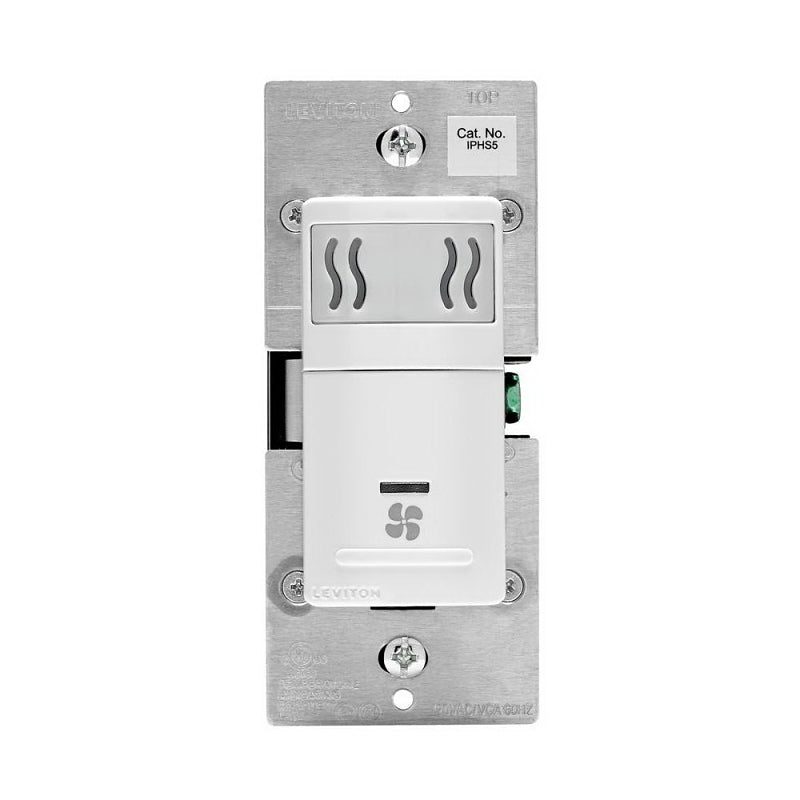 LEVITON Leviton IPHS5-742 Humidity Sensor and Fan Control Switch, 5 A, 120 V, White ELECTRICAL LEVITON