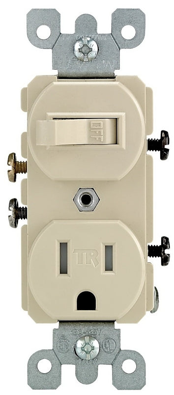 LEVITON Leviton R51-T5225-0IS Combination Switch/Receptacle, 1-Pole, 15 A, 120 V Switch, 125 V Receptacle ELECTRICAL LEVITON