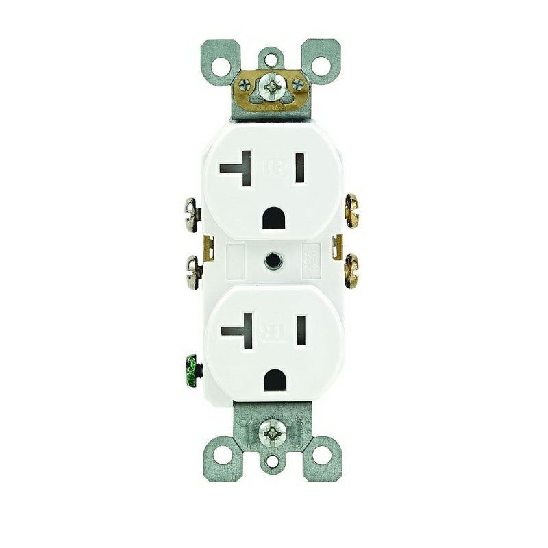 LEVITON Leviton R52-T5820-0WS Duplex Receptacle, Thermoplastic, White, 2-Pole, 20 A, 125 V, Side Wiring, NEMA: 5-20R ELECTRICAL LEVITON