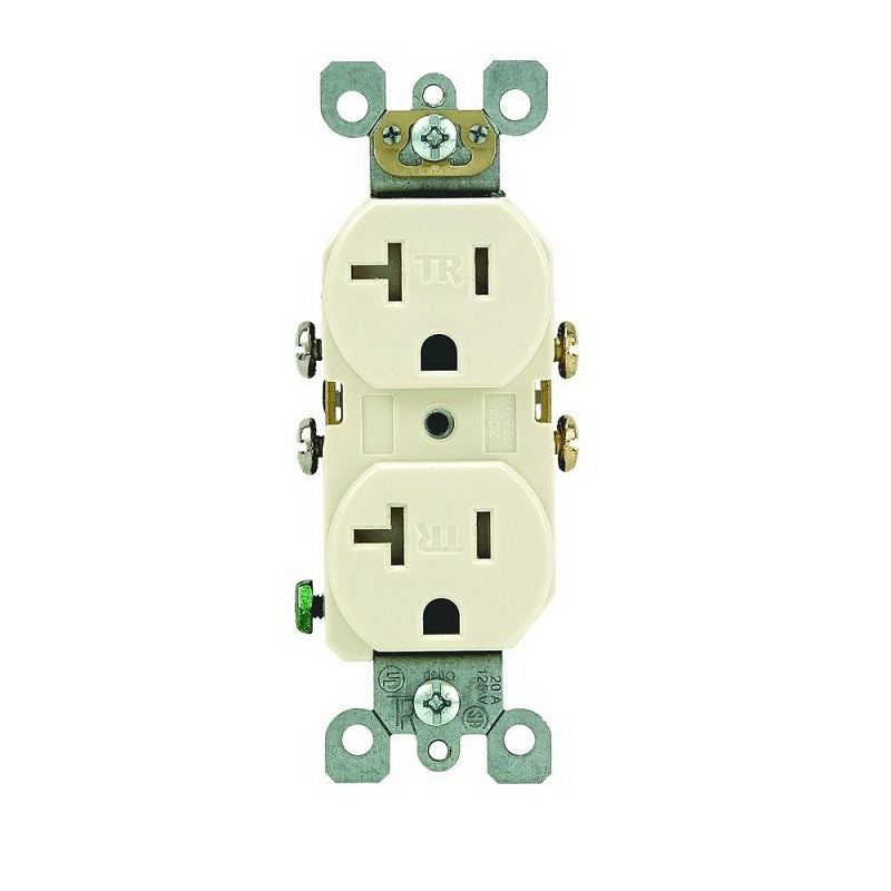 LEVITON Leviton R56-T5820-0TS Duplex Receptacle, Thermoplastic, Light Almond, 2-Pole, 20 A, 125 V, Side Wiring, Wall Mounting ELECTRICAL LEVITON