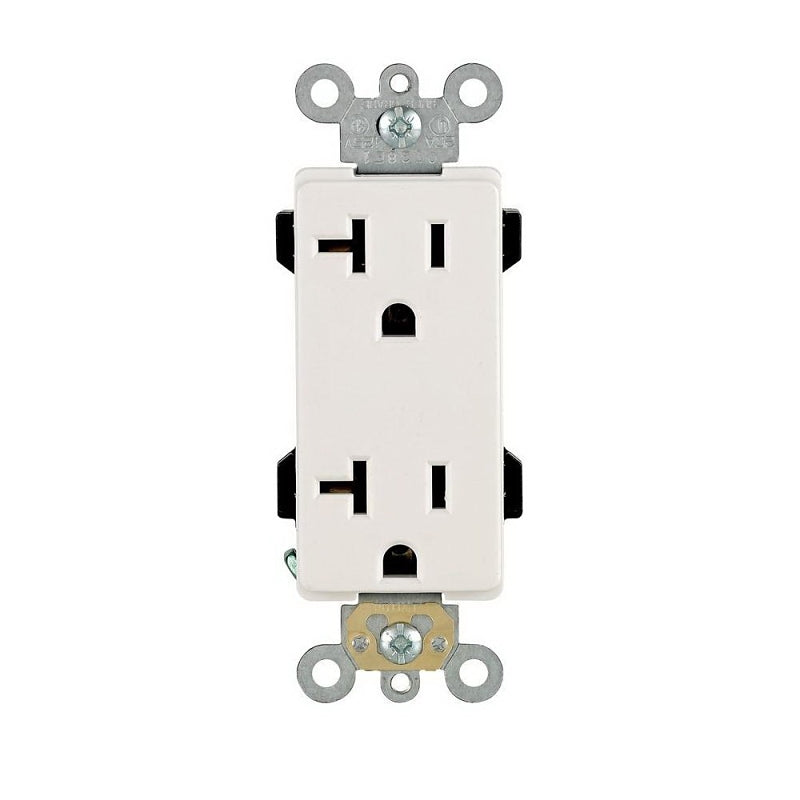 LEVITON Leviton R62-16352-0WS Duplex Receptacle, 2 -Pole, 20 A, 125 V, Back, Side Wiring, NEMA: 5-20R, White ELECTRICAL LEVITON