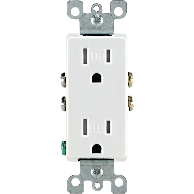 LEVITON Leviton S02-T5325-00W Duplex Receptacle, Thermoplastic, White, 2-Pole, 15 A, 125 V, NEMA: 5-15R, 3-Wire ELECTRICAL LEVITON