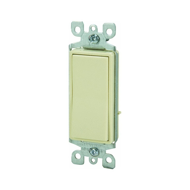 LEVITON Leviton S11-05601-2IS Rocker Switch with Ground Screw, 15 A, 120/277 V, SPST, Lead Wire Terminal, Ivory ELECTRICAL LEVITON