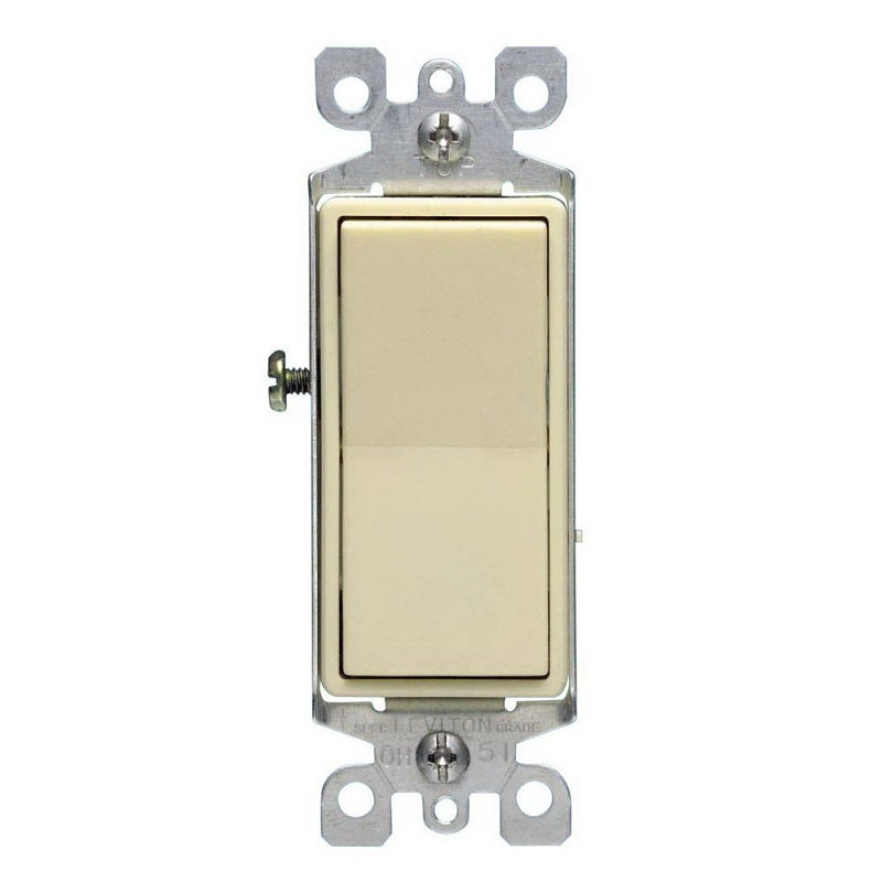 LEVITON Leviton S11-05603-2IS Rocker Switch with Ground Screw, 15 A, 120/277 V, 3-Way, Lead Wire Terminal, Ivory ELECTRICAL LEVITON