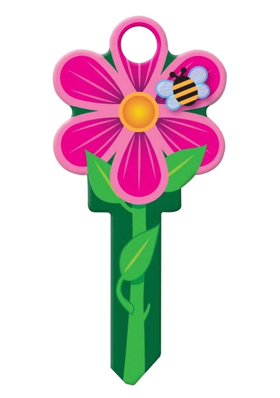 LUCKY LINE Lucky Line Key Shapes Series B106K Key Blank, Flower, Brass, Enamel-Coated, For: Kwikset Locks