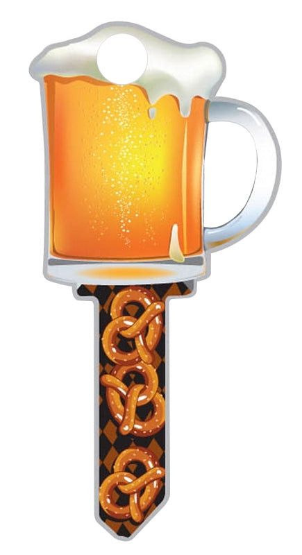 LUCKY LINE Lucky Line Key Shapes Series B110S Key Blank, Beer Mug, Brass, Enamel-Coated, For: Schlage Locks