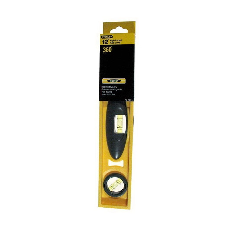 STANLEY STANLEY 42-466 I-Beam Level, 12 in L, 3-Vial, Non-Magnetic, ABS, Black/Yellow