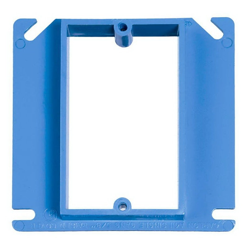 CARLON Carlon A411RR Electrical Box Cover, 4 in L, 4 in W, Square, 1-Gang, PVC, Blue ELECTRICAL CARLON