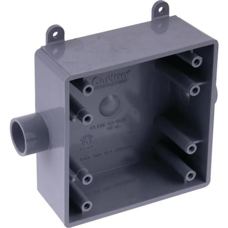 CARLON Carlon E9812DR Switch Box, 2-Gang, 2-Outlet, PVC, Gray ELECTRICAL CARLON