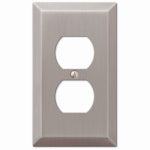 AMERELLE AmerTac Century 163DBN Outlet Wallplate, 4-15/16 in L, 2-7/8 in W, 1 -Gang, Steel, Brushed Nickel, Wall Mounting ELECTRICAL AMERELLE