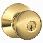 SCHLAGE LOCK Schlage F Series F51A VPLY505K4 Entry Knob, Plymouth, Knob Handle, Bright Brass, Metal, C Keyway, 2-3/4 in Dimensions HARDWARE & FARM SUPPLIES SCHLAGE LOCK
