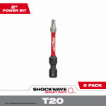 MILWAUKEE ELECTRIC TOOL CORP Shockwave T20 Torx Impact Driver Bits, 2 In., 5-Pk. TOOLS MILWAUKEE ELECTRIC TOOL CORP