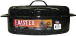 CINSA USA Graniteware Oval Roaster, Black Ceramic on Steel, 13 x 8 x 5-In.
