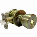 TAIWAN FU HSING INDUSTRIAL CO Entry Lockset, Medium Tulip-Style Knob, Antique Brass HARDWARE & FARM SUPPLIES TAIWAN FU HSING INDUSTRIAL CO
